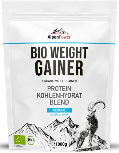 AlpenPower BIO Mass Gainer Nature 1 kg - Ingrédients 100% naturels et sans additifs - Mélange de protéines et de glucides de haute qualité - Pour le renforcement musculaire