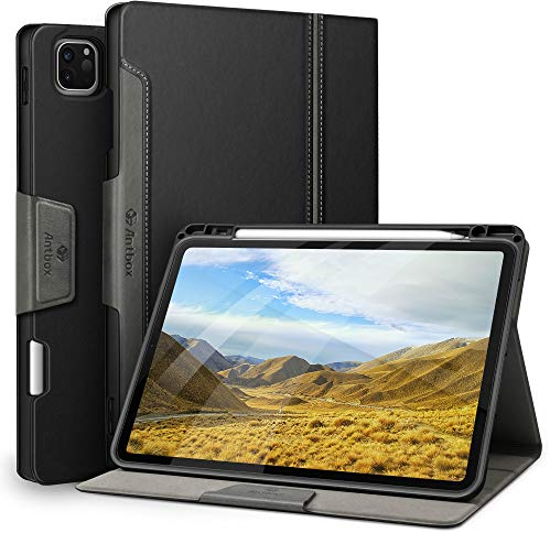 Antbox Hülle für iPad Pro 11 2022/2021/2020/2018 (4./3./2./1. Generation) mit Stifthalter Auto Schlaf/Wach Funktion PU Ledertasche Schutzhülle(Schwarz)