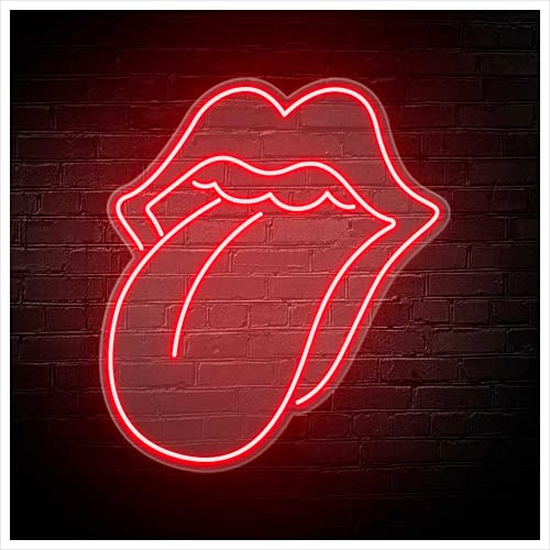 ROTULA TU MISMO Neón LED flexible Labios Rolling Stone | Base en Metacrilato 5mm | Uso Interior | Tamaño 54x60| Color rojo