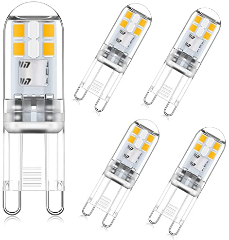 Ampoule LED G9 2W blanc chaud 2700k équivalent 10W 20W ampoules halogènes, angle de faisceau 360 °, non dimmable, non clignotant, prise G9 à deux broches, lampe à économie d'énergie, pack de 5