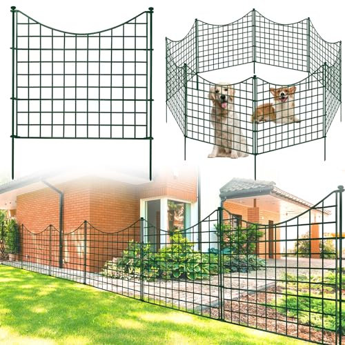 Thealyn Recinzione da giardino, 5 pannelli, 3,7 m (lunghezza) x 63,5 cm (altezza) per esterni, in metallo antiruggine, recinzione per animali domestici, recinzione per animali domestici, recinzione da