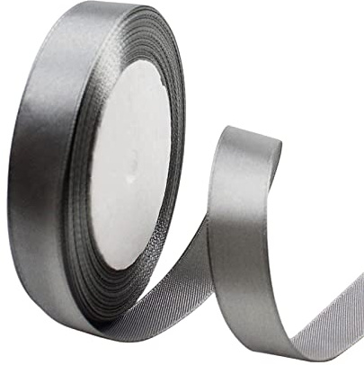 Satinband Grau 10mm, 23 Meters Dekoration Präsent Geschenkband Breit Schleifenband, Stoffband für Kleid Hochzeit, Taufe und Geburtstag Geschenke,Satin Dekoband, Deko Band Geschenkverpackung