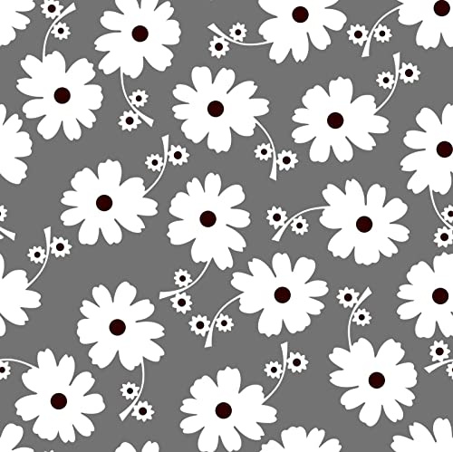 HEKO PANELS Stoff Oxford wasserdicht, Blumen Grau Anthrazit, 155 cm | Dekostoffe zum Nähen und Handwerken, blickdichte Möbelstoffe, Nähstoffe DIY, als Meterware erhältlich