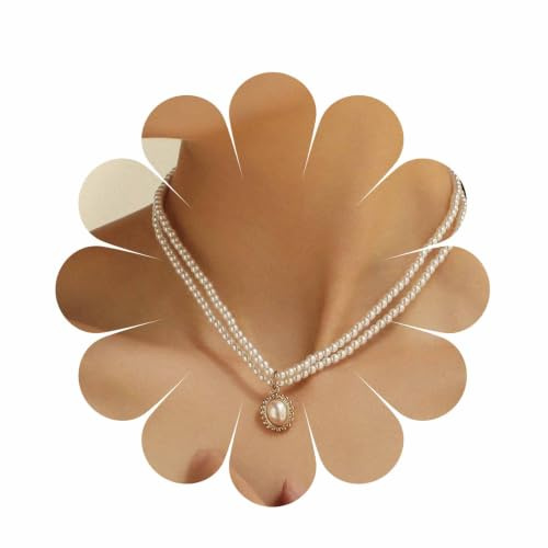 Yienate Perle Choker Halskette Kette Geschichtet Perlenstränge Halskette Gold Runde Scheibe Perle Anhänger Barock Mehrreihige Aussage Perlenkette Charme Schmuck Für Frauen Und Mädchen