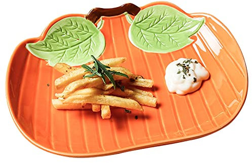 Ciotola for Insalata, Scodelle for Zuppa, Ciotole for Pasta Grandi In Ceramica Colorate, Piatti for Insalata In Ceramica, Piatto Fondo Grande for Microonde Set for Cena-Zucca Arancione-Piatto Da 9 Pol