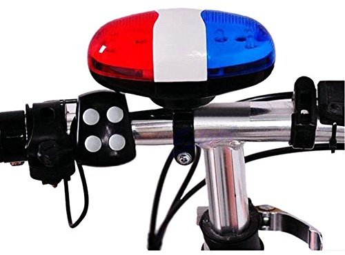 Nicfaky Bocina de bicicleta de 6 LED de 4 tonos, luz LED, electrónica, campanas de bicicleta para niños, accesorios de bicicleta