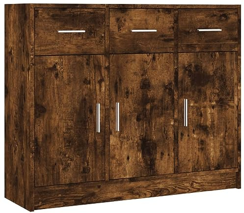 vidaXL Aparador Madera de ingeniería Roble Ahumado 91x28x75 cm