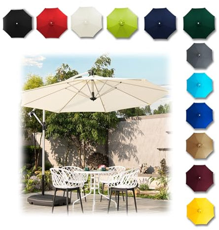MObyat Auvent De Rechange pour Parasol 2.0m/2.7m/3.0m, Toile De Rechange pour Parasols De Jardin, Anti-UV Extérieur Parasols Housse De Rechange, Tissu De Parasol Deporté 6/8 Baleines