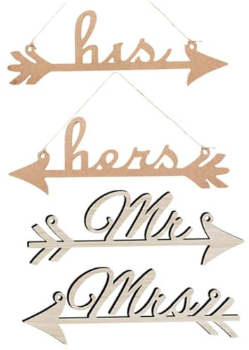 Mipcase 4 Pièces Panneau De Signalisation pour Mariage Panneau Fléché Bois Décoration Murale Ornement De Mariage Suspendu