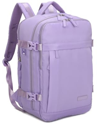 RAYKONG Mochila Cabina Ryanair 40x20x25cm (20L) | Mochila Viaje Avion Impermeable Compatible con Portátil 14 Pulgadas con Orificio de cable | Equipaje mano Alta Resistencia|Mochila Multiuso| Lila