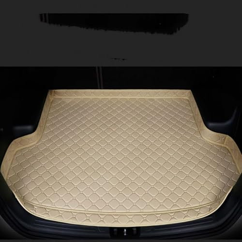 NIVQH Auto Leder Kofferraummatten FüR Jeep Compass 2017-2020(Without Audio),Langlebiges rutschfest Kofferraum Kratzfest Wasserdicht Interieur ZubehöR,A/OneColor Beige