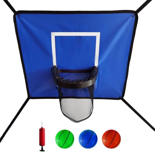 Trampolin Basketballkorb, Trampolin Basketball Aufsatz mit Pumpe und 3 Bällen für Drinnen und Draußen