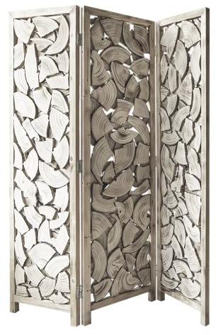 EME Biombo Árbol En Color Blanco 180x150 cm Con Troncos De Árbol. Separador de ambientes 3 paneles. Separador de Estancias de Troncos de Árbol Decoración. Biombo Fácil Plegado y Estructura Resistente.