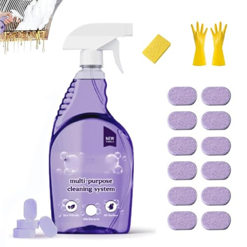 Dr Clean Spray nettoyant pour four, spray nettoyant multi-usage pour enlever les taches, comprimés Dr Clean et flacon pulvérisateur pour la maison, la cuisine, et plus encore (12 comprimés)