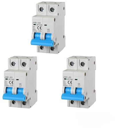 gloca Set 3 Interruttori Magnetotermici Automatici 2P 40A 220V 6KA 2 Moduli DIN C40