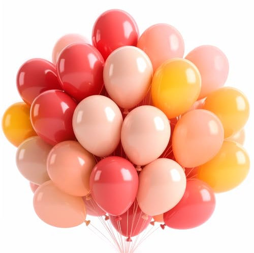 100 Palloncini Arcobaleno Compleanno,Palloncini Gialli Rosso, Palloncino Colorati Lattice Elio per Palloncino Feste Bambini,Baby Shower San Valentino Compleanno