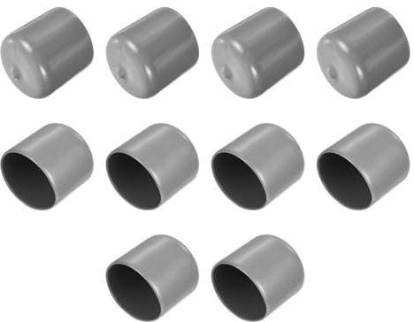 sourcing map 10pcs Rubber End Caps 33mm ID Light Grey | Round End Cap Cover Screw Thread Protectors