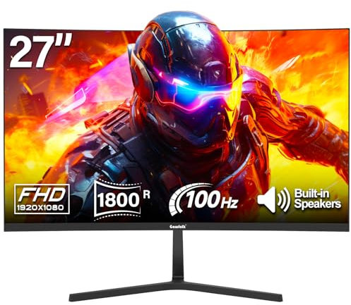 Gawfolk cran24,5 Pouces Moniteur incurvé avec Haut-parleurs intégrés, 3000R 120Hz écran de Jeu PC Full HD 1080P, HDMI 2.0, VGA, VESA 75 * 75mm