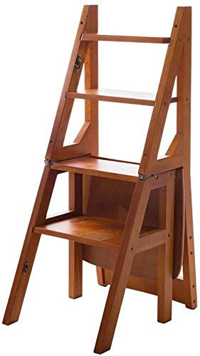 XXLNBJKA Sgabello Pieghevole in Legno con Schienale, Portatile, per Uso Domestico, a Doppio Uso, per Arrampicata Indoor, Design salvaspazio
