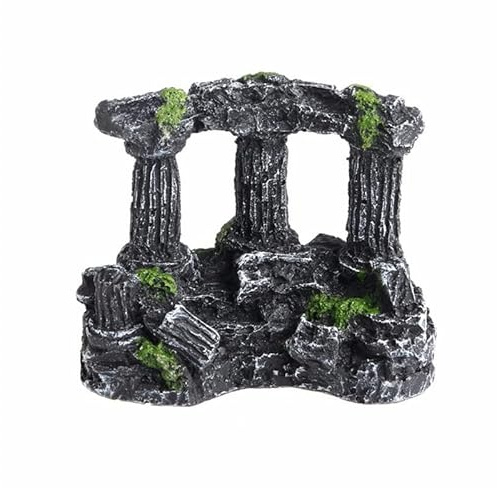 Quintathletic Fish Tank Decorations Vintage Roman Column Pillar Ruins Rocks Aquarium Landscape Fish Tank Rock Ruins Plants Decor Aquarium Reptile Tank Artificial Home Decor