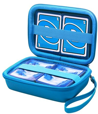 LFBEST Tragetasche für 400+, Spielkarten Etui, Spielkarten Box Blau, Kartenspiel Box Zur Aufbewahrung von Karten, Kopfhörern und Datenkabeln, 15x11.5x5.3cm