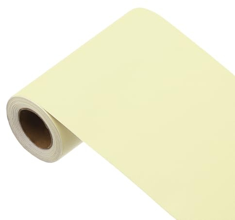 sourcing map Papel pintado amarillo leche, 197 x 3.9 pulgadas, papel tapiz autoadhesivo de color amarillo para cubrir paredes