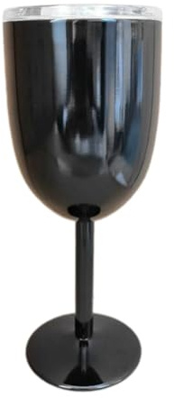 Eieenotee Bicchiere da Vino Calice A Doppio Strato In Acciaio Inossidabile Colore Tazza da Vino Resistente al Bicchiere di Grande Capacità Nero