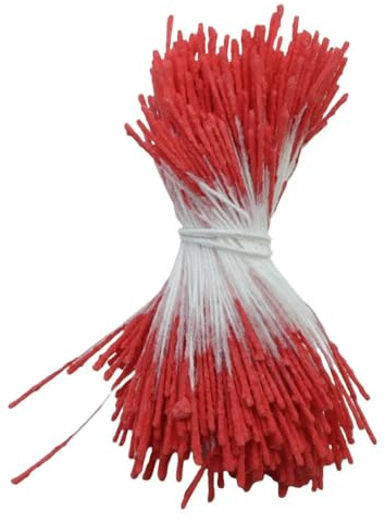 FVFIJH 380pcs Yellow Long Stamens Double/Single Heads 1mm Artificial Flower Stamen DIY Cake Decoration-red