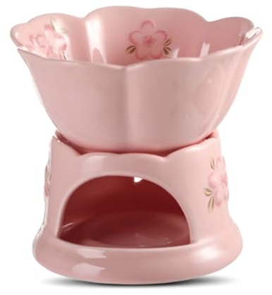Service à fondue en céramique, service à fondue for fromage, chocolat, thé, bougie, service à fondue en porcelaine, chauffe-plats for fêtes de famille(Pink)