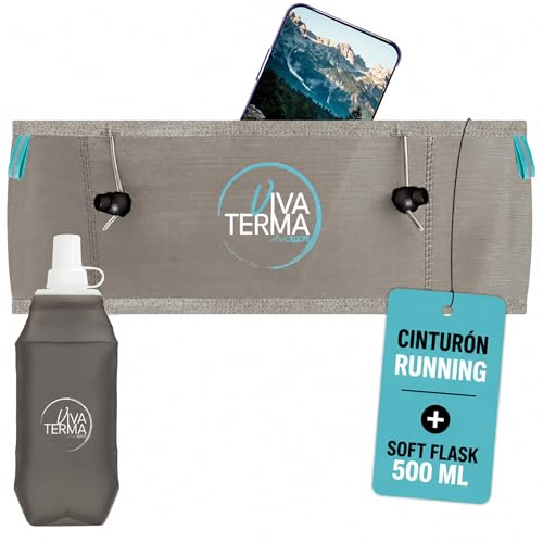 Viva Terma Cinturon Running + Soft Flask 500ml, Riñonera para Correr Mujer y Hombre, para Trail Running y Senderismo (Gris, L/XL)