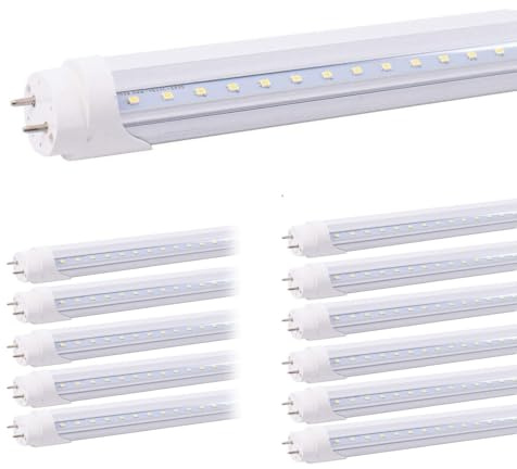 12 Pack 4FT 24W T8 Tube Light White Daylight 6000k T8 LED Bulbs Shop Lights Ballast Bypass G13 Base 4 Foot Clear Cover Fluorescent Tube lamp Replacement AC100-277V (4FT 24W, 12 Pack)