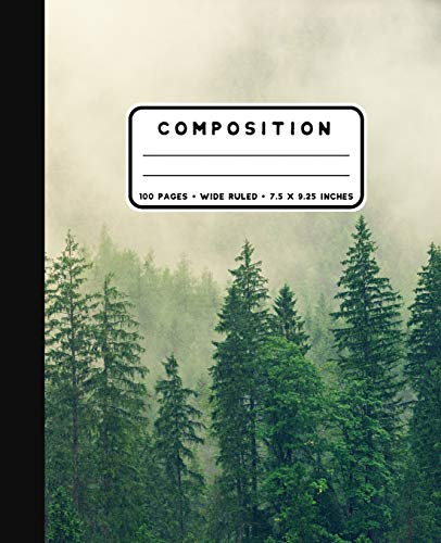 Composition: Coniferous Tree Landscape Notebook Wide Ruled at 7.5 x 9.25 Inches | 100 Pages | Back To School For Students and Teachers