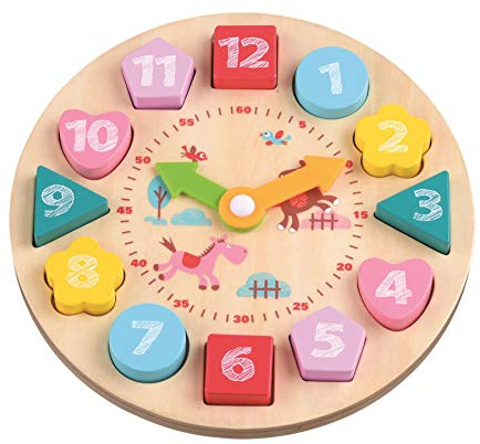 LELIN TOYS 38254 Sky-Blue 10262 Holz-Lernuhr. 13 teilig, Multi Color