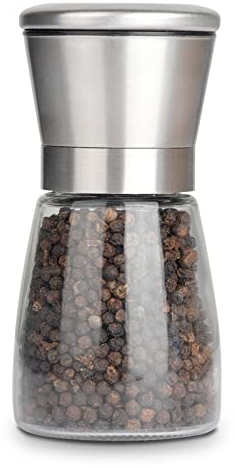Gulex® Pepper Grinder Pepper Mill, Salt Grinder Refillable,(Single Package) Adjustable, Stainless Steel Sea Salt Shaker with Ceramic Rotor (1 pack)
