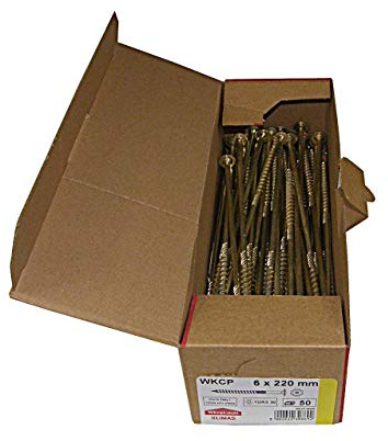 Lot de 50 vis à tête plate pour construction en bois, toutes tailles, à tête plate, 6 x 220 mm, TX30