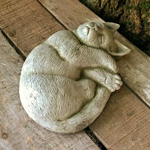 Statua rilassante del gatto | Ornamento da giardino in calcestruzzo ricostituito con animali da gattino in pietra