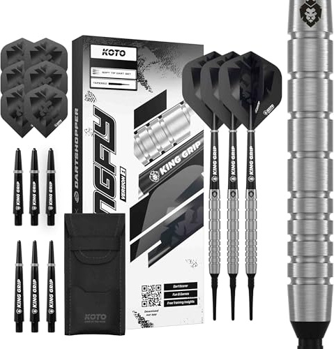 KOTO - Kingfly V1 90% Dartpfeile mit Kunststoffspitze, 18G, Silber, 3er Set