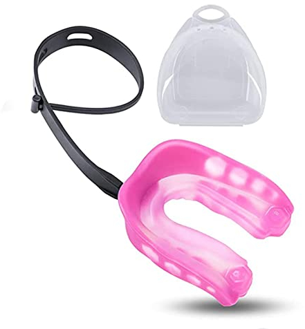 LKZL Sport Mund, Fußball Schützen Zahnschutz, Weicher Mundschutz mit Fall Und Riemen, für Boxen Eishockey Karate Basketball (Color : Pink)
