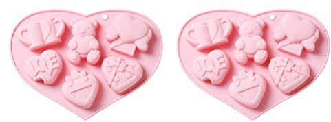 Happyyami 2pièces Moules à Gâteau Silicone Ours De Outils De Pâtisserie Pour Gâteaux Et Bonbons Pour Saint-valentin Matériau Sain Et Facile à Démouler