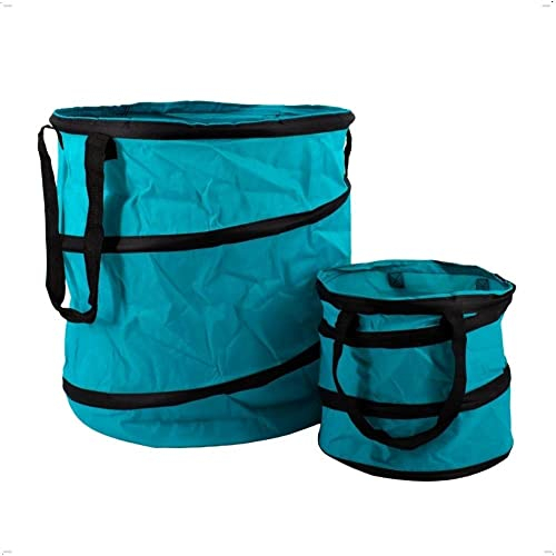 Rekord Laubsack Set 2-teilig stabil Wasserabweisend (Blau) mit Pop Up Technik, Gartensack, Abfallsack, Gartenabfallsack, Gartentasche, Gartenmüllsack, Korb