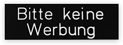 Gravur 24 Briefkastenschild Bitte keine Werbung graviert 6,0x2,0cm selbstklebend Schwarz