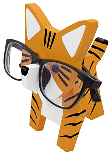 VIPbuy Supporto per occhiali da vista in legno 3D, per animali, per casa, ufficio, scrivania, per donne, adulti (gatto)