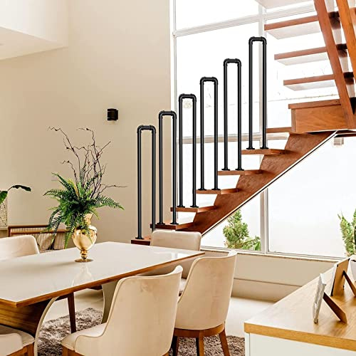 Modern U-Shaped Stair Railing Transitional Handrail for Indoor Outdoor, Front Porch Deck Non-slip Safety Hand Rail Support Rod for Decking Terrace Balcony Garden, Black ( Size : 55cm(1.8ft) )