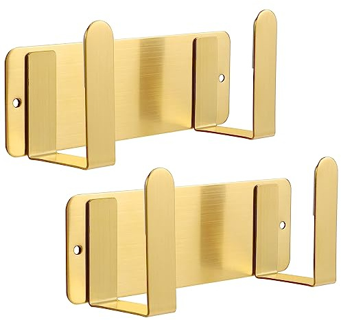 YOUGRIDDA Pot Lid Rack, Wall Mounted 304 Stainless Steel Pan Lid Organizer Holder, Self Adhesive, Kitchen Cooking Utensil Tool(Gold,Set of 2)