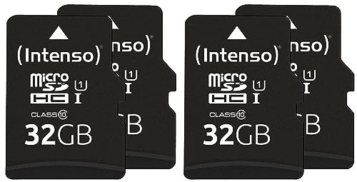 Intenso Premium microSDHC 2x32GB, Class 10 UHS-I Speicherkarte inkl. SD-Adapter (bis zu 90 MB/s) schwarz (Packung mit 2)