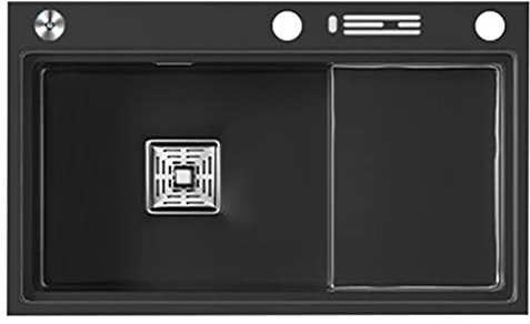 Barspülen für die Küche, Schwarz, 304 Edelstahl, großes Einzelwaschbecken, multifunktionales Barspülbecken, abgestuftes Unterbauwaschbecken mit Messerhalter (schwarz, 78 x 46 x 24 cm)