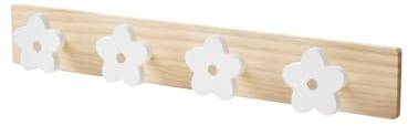 VERTBAUDET Kleiderhaken aus Holz mit 4 weißen Blumen