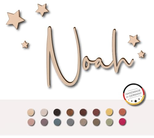 Individueller 3D Schriftzug aus Holz mit Kleberückseite für Kinderzimmer, Wohnzimmer, Büro, Küche, Flur - personalisierbar - Türschild mit Namen - Wanddeko (natur)