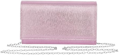 Stellazeta - Bolso de mano para mujer, elegante, pequeño de ceremonia con correa de cadena, bolso elegante clutch para sostener en la mano, Lila Metal, 22x13,5x6,5