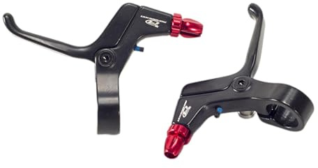 Harilla Fahrrad Bremshebel für Kinder, Aluminiumlegierung Fahrrad Bremsgriff, Fahrrad Handgriff Bremse, Lenkerbremsen Handbremshebel Kurzer Griff 22,2mm Klemmdurchmesser für Kinderräder, Schwarz Rot